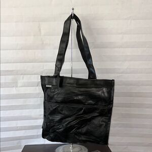 Maxam Black Leather Tote Bag Women's Large Shoulder Handbag Classic Stylish